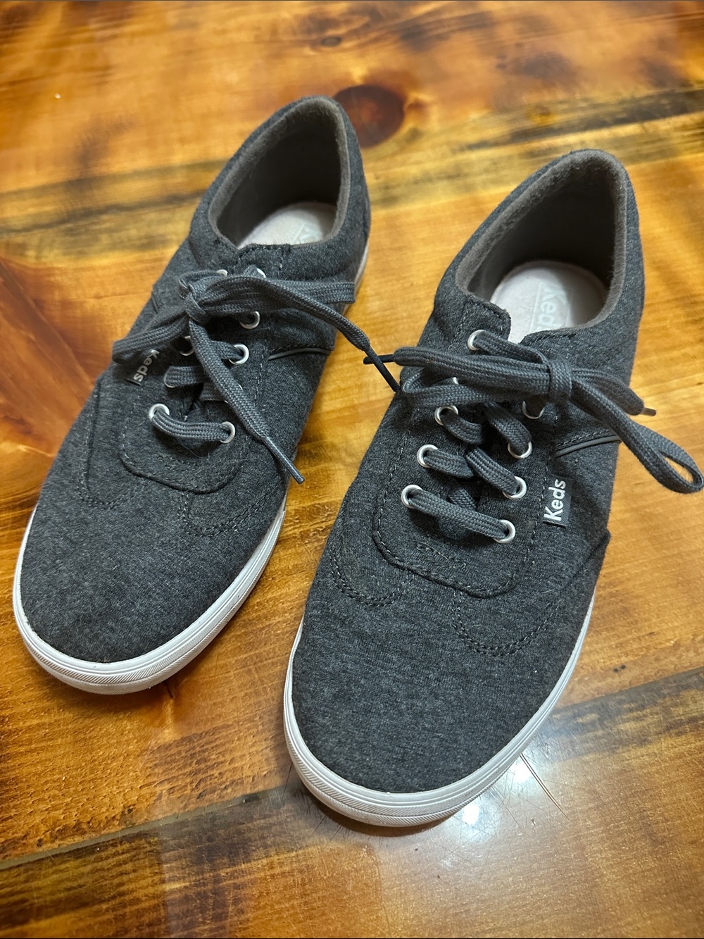 Keds Charcoal Gray Canvas Lace-Up Sneakers